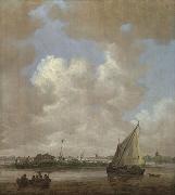 Jan van Goyen A River Scene, with a Hut on an Island. oil painting on canvas